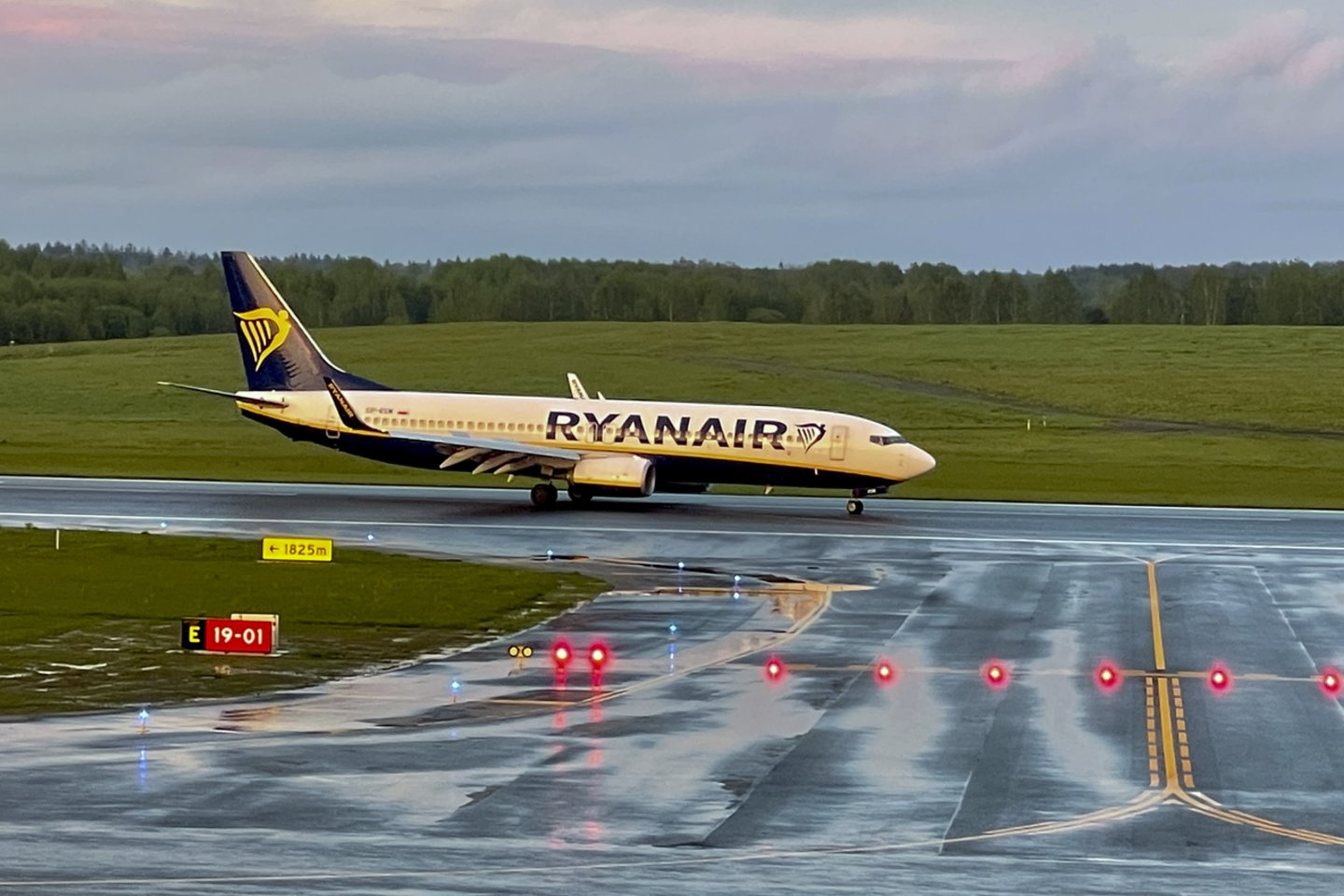 „Ryanair“ lėktuvas, sugrįžęs iš Baltarusijos. <br>V.Ščiavinsko nuotr.