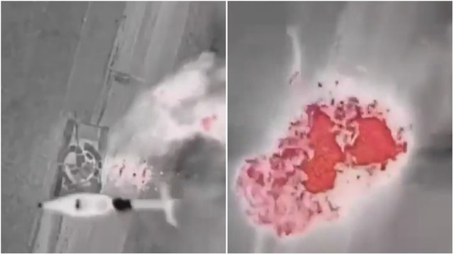 Ukrainiečiai toliau sėkmingai naikina rusų karinę techniką: užfiksavo, kaip dronu susprogdina tanką