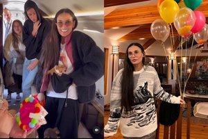 Demi Moore nepaliauja stebinti jaunatviška išvaizda: privačiame lėktuve atšventė 60-metį