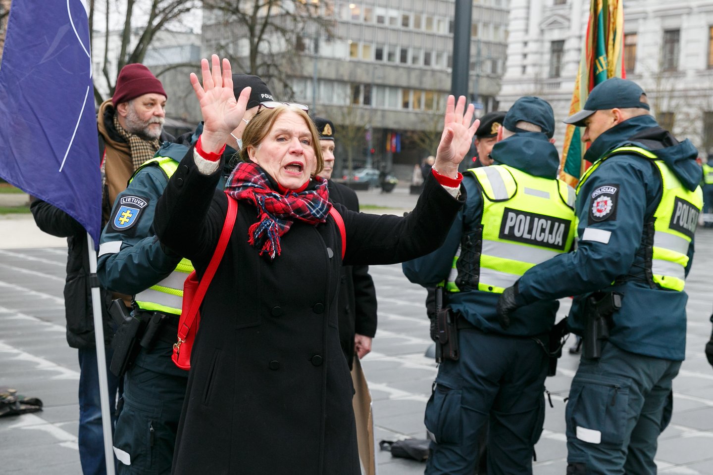 E.Švenčionienė aiškina, kad Lietuvoje plinta fašizmas, nėra demokratijos, bandoma susidoroti su kitaip mąstančiais.<br>T.Bauro nuotr.
