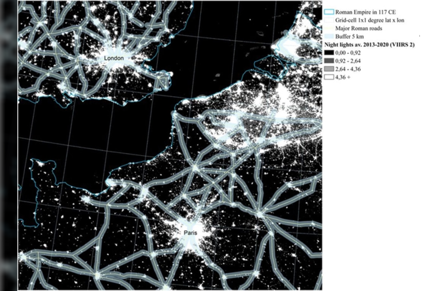 Tyrėjų naudoto žemėlapio dalis.<br> „Journal of Comparative Economics“ iliustr.