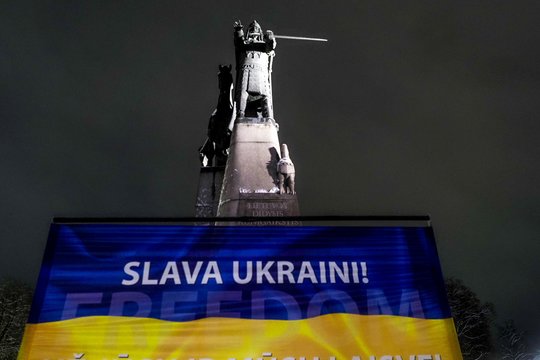 Pirmadienio mitingų maratonas, skirtas remti Ukrainos kovą už laisvę.<br> V. Ščiavinsko nuotr.