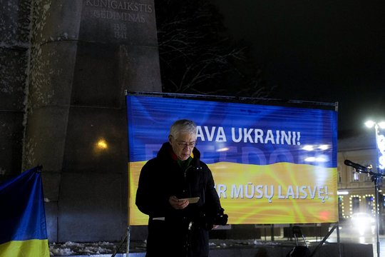Pirmadienio mitingų maratonas, skirtas remti Ukrainos kovą už laisvę.<br> V. Ščiavinsko nuotr.