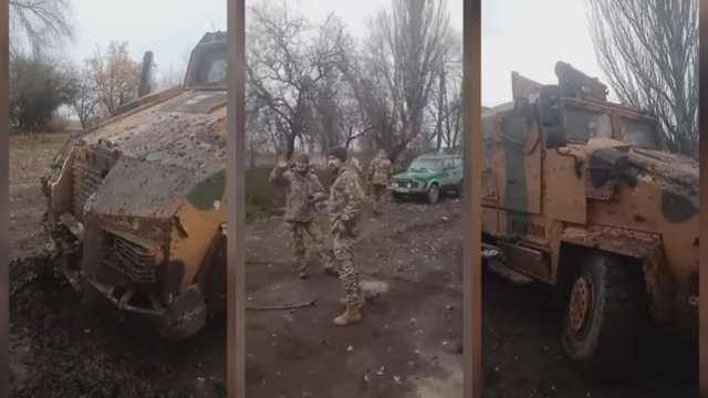Vaizdai iš karo lauko: parodė, kaip atrodo ukrainiečių šarvuotis, šalia kurio susprogo mina