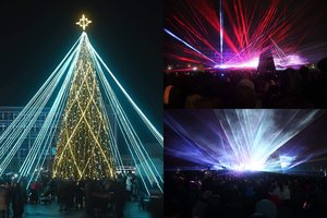 Marijampolė į švenčių maratoną žengė su trenksmu – 19 metrų pasakiškos Kalėdų eglės įžiebimą lydėjo ir įspūdingas šou