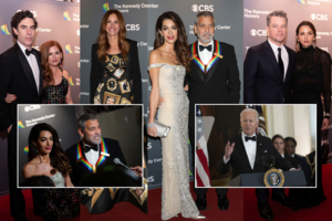 Iškilminguose apdovanojimuose Vašingtone akys krypo į George'ą Clooney su žmona Amal