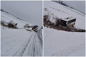 Telšių rajone nuo slidaus kelio nuskriejo ir vertėsi autobusas – sužeista 13 žmonių