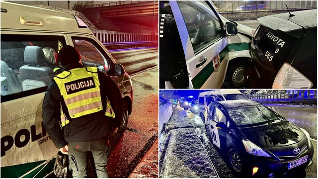 Antradienio vakarą Vilniuje – „Bolt“ gaudynės: vairuotojas sužalojo 3 pareigūnus, taranavo jų automobilį
