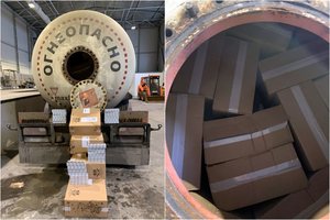 Medininkuose muitininkai sulaikė rusišką dujovežį: jame rasta rūkalų už daugiau nei 1 mln. eurų