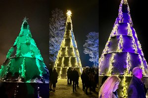 Išskirtiniausia Lietuvoje: Trakai įžiebė įspūdingą Kalėdų eglę iš ateities 
