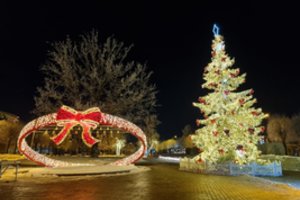 Suvalkijos mieste įžiebta natūralumu dvelkianti Kalėdų eglė: sukūrė pasakišką efektą