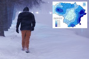 Sniego pusnys Lietuvoje siekia ir 40 cm, tačiau tai – ne pabaiga: pranešė, kur netrukus kritulių iškris daugiausia