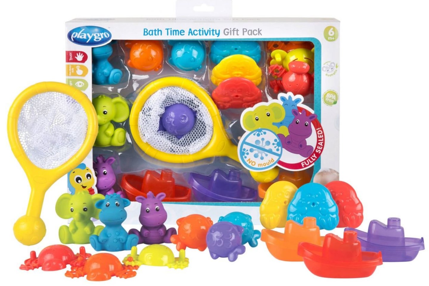 Vonios žaislų rinkinys „PlayGro bath time activity“.