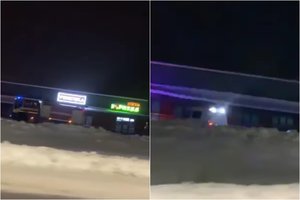 Klaipėdos rajone nuo sniego įlinko picerijos stogas, prireikė evakuoti žmones