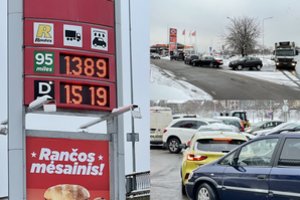 Pigūs degalai pritraukė masę lietuvių: norėdami sutaupyti, laukė ilgose eilėse