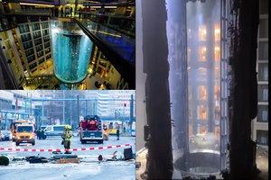 Vokietijoje sprogo didžiulis akvariumas: aukštis siekė 14 metrų