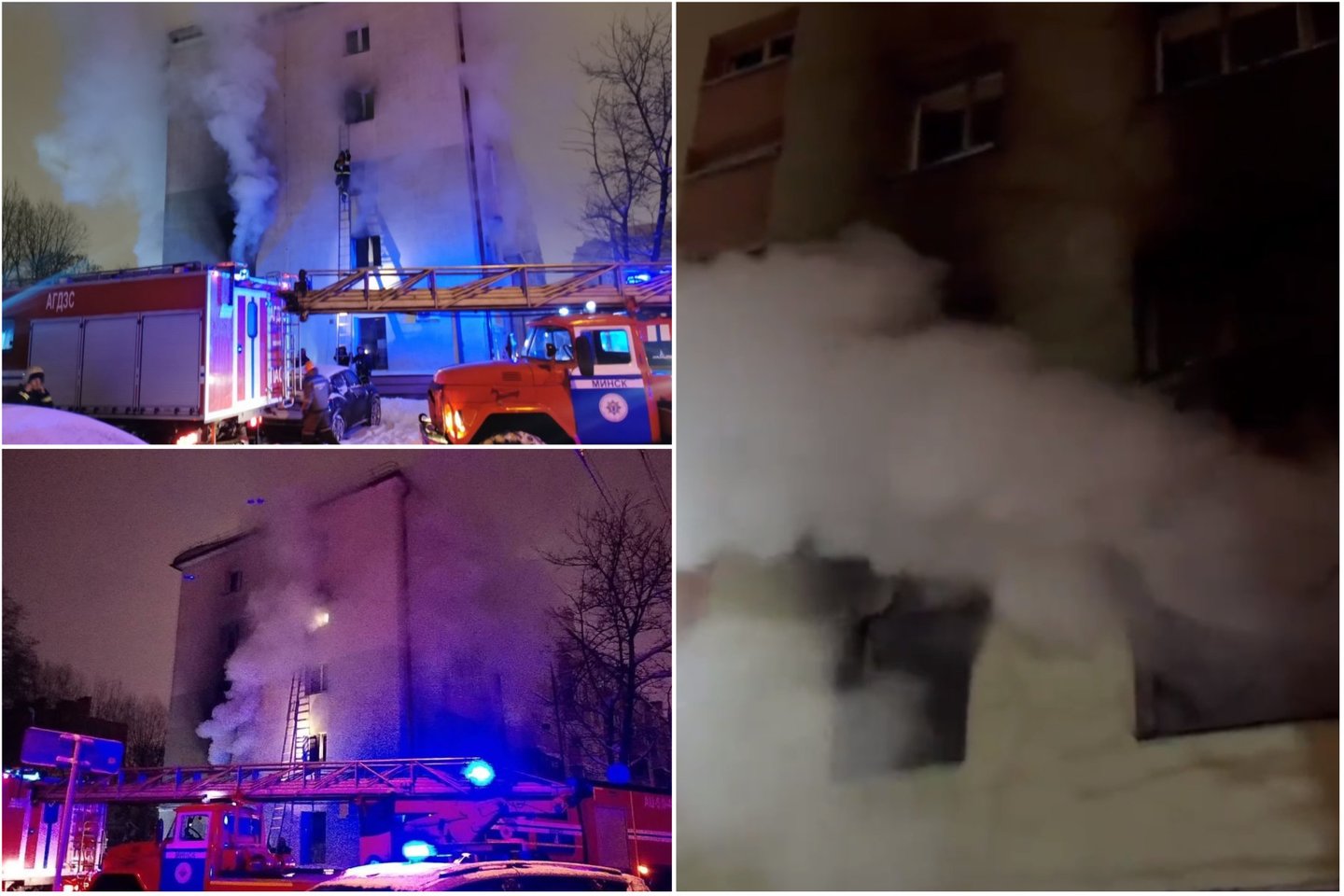 Naktį į šeštadienį Minske per sprogimą ir gaisrą penkių aukštų gyvenamajame name žuvo šeši žmonės.<br>Stop kadrai, lrytas.lt koliažas.