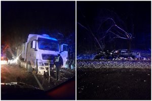 Per vilkiko ir lengvojo automobilio susidūrimą greta Prienų nukentėjo moteris