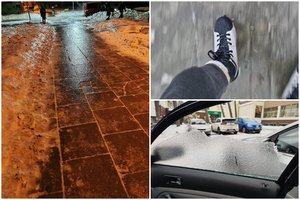 Keliams ir šaligatviams virtus čiuožyklomis, žmonės jau išsitraukė ir pačiūžas: tarnybos toliau siunčia įspėjimus