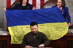 Ovacijomis JAV Kongrese sutiktas V. Zelenskis: „Nugalėjome Rusiją kovoje dėl pasaulio protų“