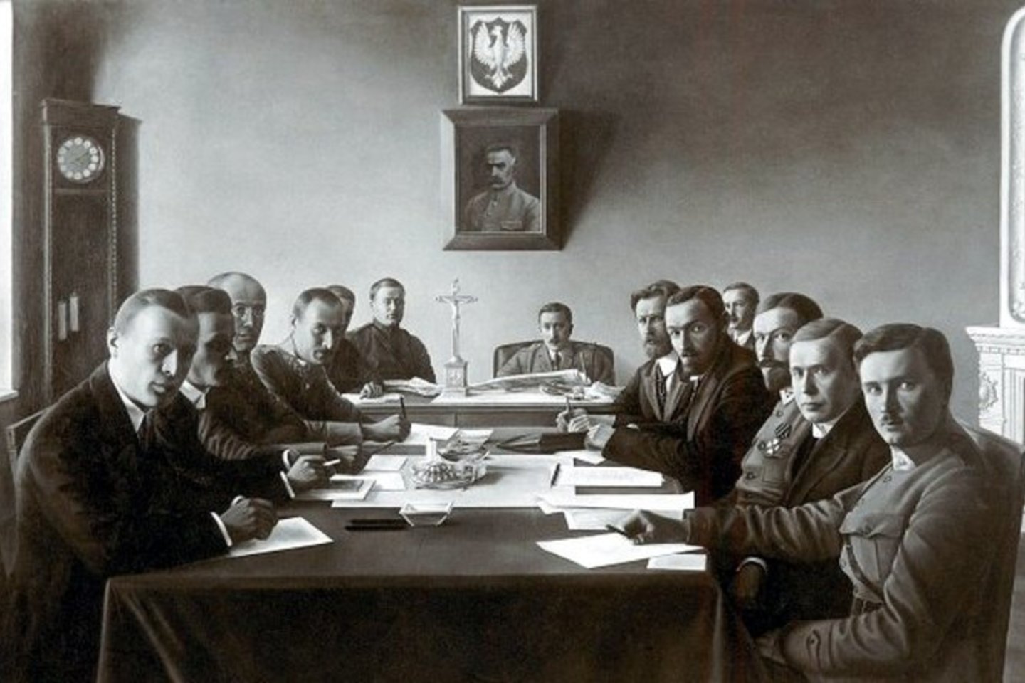 1920 m. derybos dėl Suvalkų sutarties tarp Lenkijos ir Lietuvos (antras iš dešinės – B.K.Balutis).