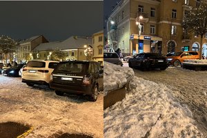 Vilniečiai nesikuklino: vietoje Rotušės fontano sumanė ant šaligatvio išrikiuoti savo automobilius