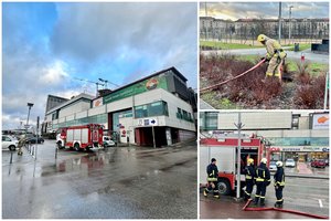 Dėl gaisro CUP prekybos centre Vilniuje ant kojų buvo sukelti ugniagesiai