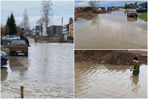 Naujųjų rytą vietoje gatvės kauniečiai rado tvenkinį: vanduo jau artėja prie gyventojų namų