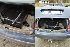 Varėnos pasieniečiai „VW Passat“ automobilyje aptiko rūkalų kontrabandą