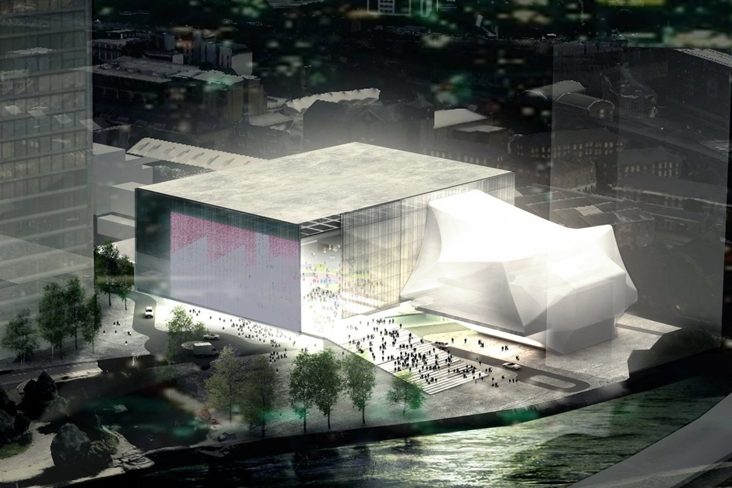 2023 metais Mančesteryje bus užbaigtas dar vienas naujas objektas – OMA suprojektuota didžiulė teatro ir meno erdvė „Factory International“, kuri pirmuosius lankytojus turėtų priimti birželio mėn.<br>OMA / Archdaily.com vizual.