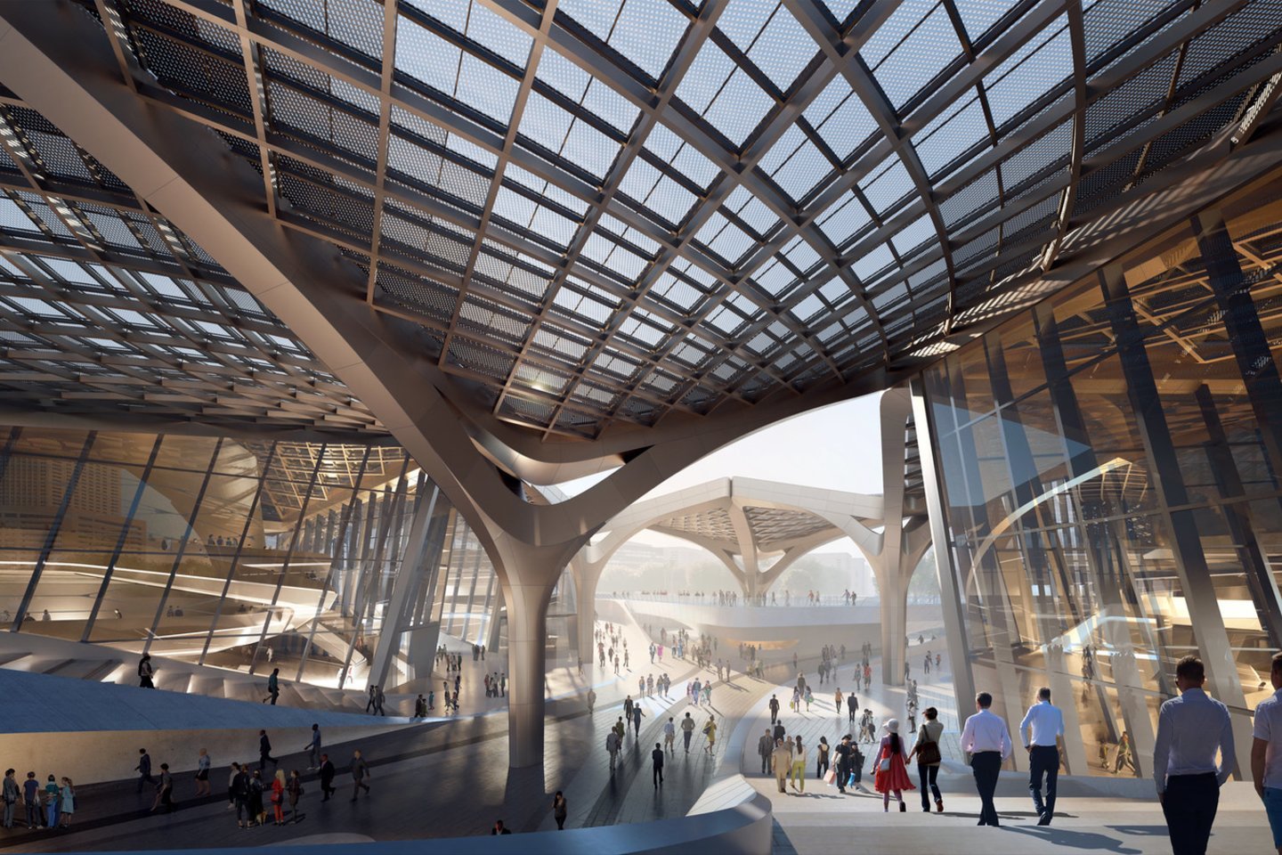 Šiais metais bus baigtas statyti „Zaha Hadid Architects“ projektuotas Zhuhai Jinwan Civic Art Centre virš dirbtinio ežero Zhuhai mieste, pietų Kinijoje.<br>Zaha Hadid Architects / archdaily.com vizual. ir nuotr.
