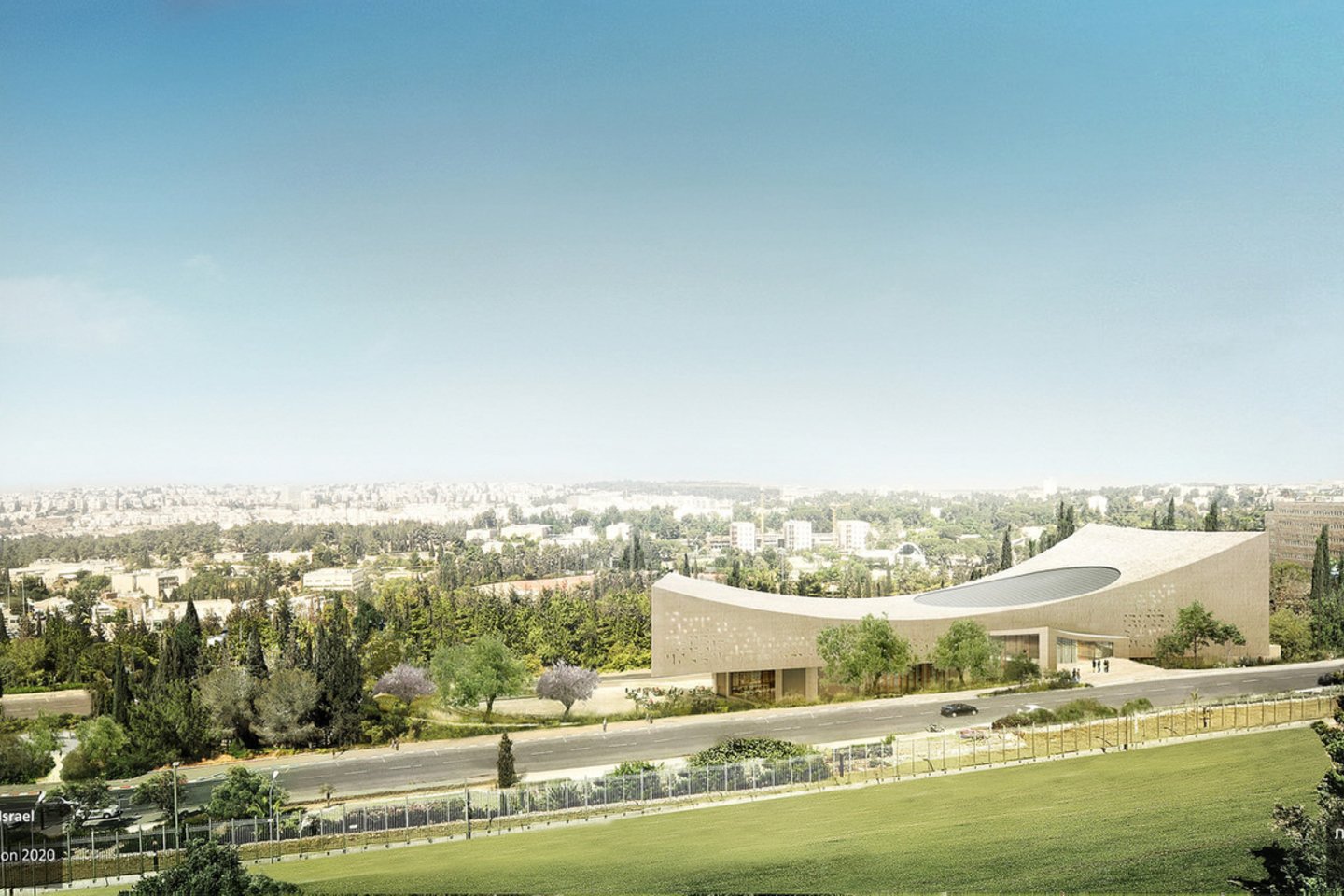  Dar vienas šiais metais Izraelyje baigiamas įgyvendinti projektas – Izraelio nacionalinė biblioteka, kurią suprojektavo „Herzog &amp; de Meuron“ kartu su vietos architektų studija „Mann Shinar Architects &amp; Planners“.<br>Herzog &amp; de Meuron / archdaily.com vizual.