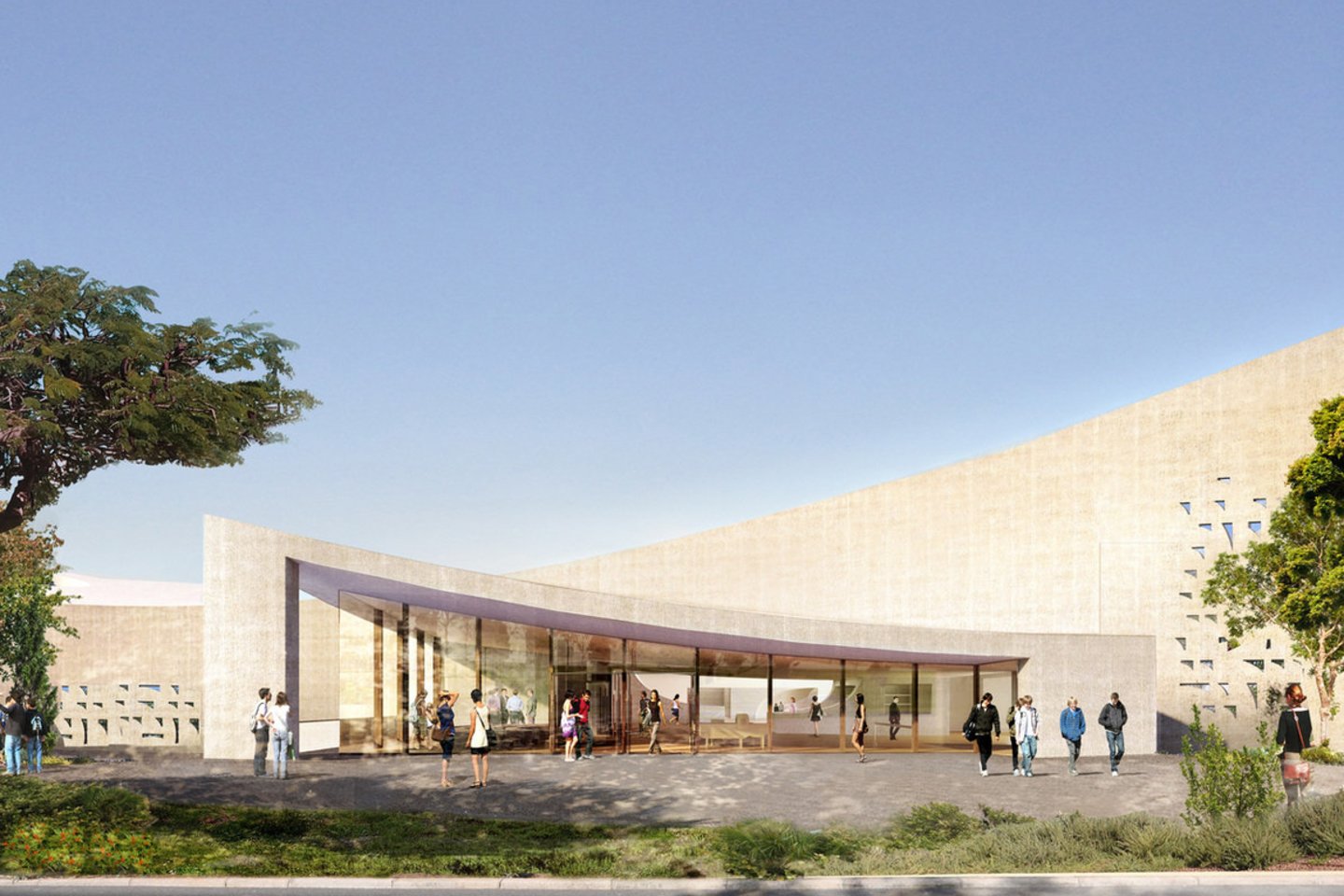  Dar vienas šiais metais Izraelyje baigiamas įgyvendinti projektas – Izraelio nacionalinė biblioteka, kurią suprojektavo „Herzog &amp; de Meuron“ kartu su vietos architektų studija „Mann Shinar Architects &amp; Planners“.<br>Herzog &amp; de Meuron / archdaily.com vizual.