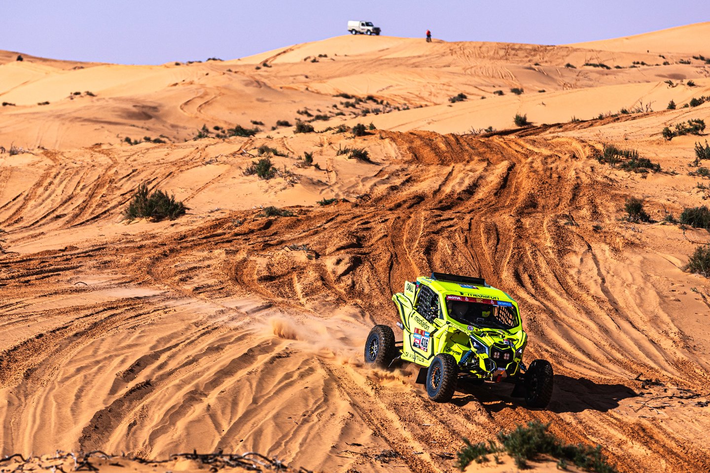 Dakaro ruožai tik sudėtingėja, todėl nei vairuotojas, nei šturmanas negali atsipalaiduoti.<br>„Mediafon Team“ nuotr.