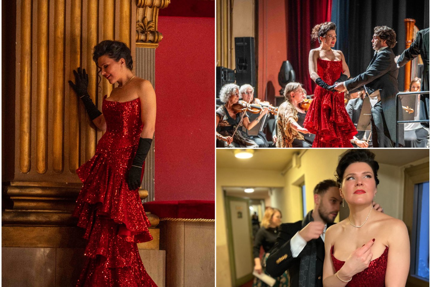 Operos solistė Viktorija Miškūnaitė ant „Teatro Verdi“ scenos žengė pasidabinusi „RIBAS Jewellery“ papuošalais.<br>Lrytas.lt koliažas.