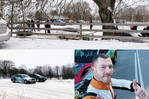 Ūkininkas grikių laukuose vairuotojams paruošė vienintelę tokią ledo trasą – savaitgaliais čia verda veiksmas