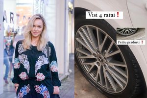 Peiliu pradurtas automobilio padangas radusi V. Klizaitė-Jasaitienė: situacija kartojasi ne pirmą kartą