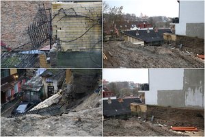 Institucijos ėmėsi tyrimo: aiškinsis, kodėl penktadienio vakarą Vilniuje nuvirto namo siena