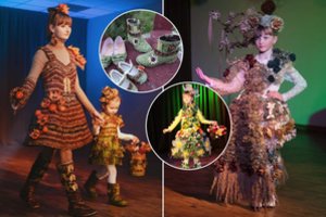 Tiltagalietės darbai stebina ir visko mačiusius: drabužiai kuriami ir iš beržo tošies, ir iš kankorėžių