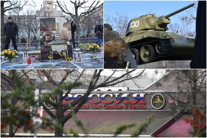 Prie Rusijos ambasados Berlyne – surūdijusios tvoros griaučiai, altorius Ukrainai ir vokiškos baimės šmėkla