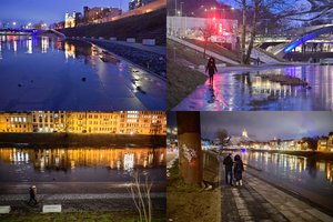 Užfiksavo, kaip patvinusi Neris Vilniuje užliejo ir krantinę