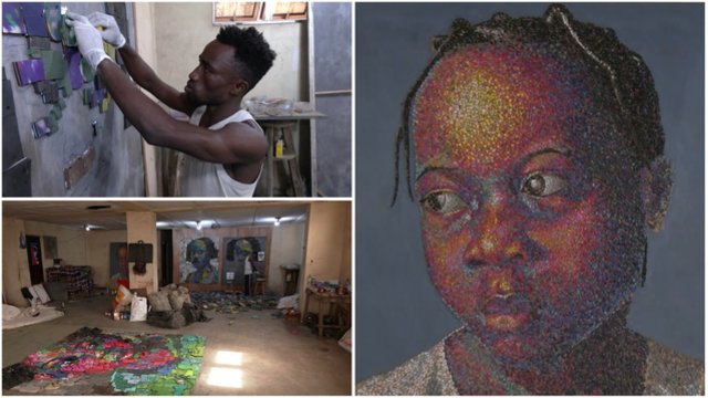 Nepatikėsite, iš ko Nigerijos menininkas kuria portretus: taip siekia prisidėti prie švaresnės aplinkos
