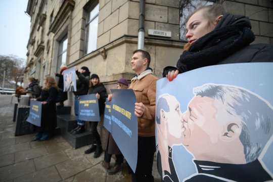  Protestas prie Vengrijos ambasados.<br> V.Skaraičio nuotr.