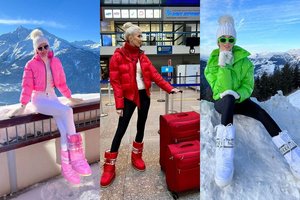 Ryškus Ingos Stumbrienės stilius Prancūzijos Alpėse: lagamine – įvairiausių spalvų sniego batų