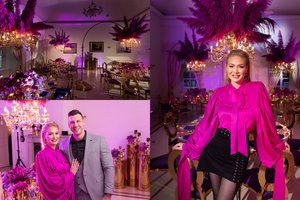 Išskirtinėje N. Bunkės gimtadienio šventėje – prabangus dekoras, karūnos imitacija ir tūkstančiai gėlių žiedų