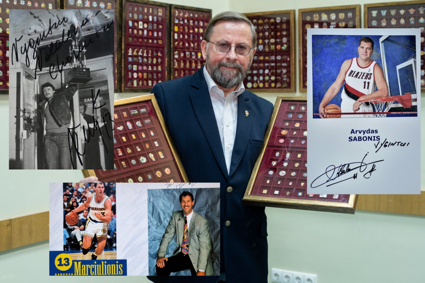 Unikalaus krepšinio ženkliukų ir autografų rinkinio savininkas V.Ališauskas nesirengia sustoti.