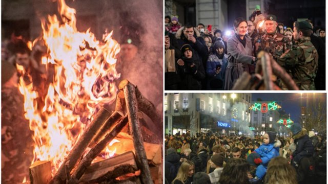 Vasario 16-ąją vainikavo sostinės širdyje uždegti tradiciniai laužai: įspūdingu reginiu grožėjosi minios žmonių