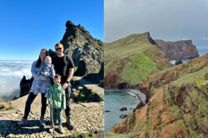 Du maži vaikai aktyvių atostogų poreikio nenumalšino: vilniečių pora Madeiroje leidosi į žygį