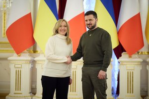 Italijos premjerė G. Meloni Kyjive pakartojo, kad tvirtai remia Ukrainą