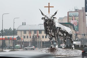 Ties įvažiavimu į Kauną iškilo įspūdingas miesto simbolis – Tauras